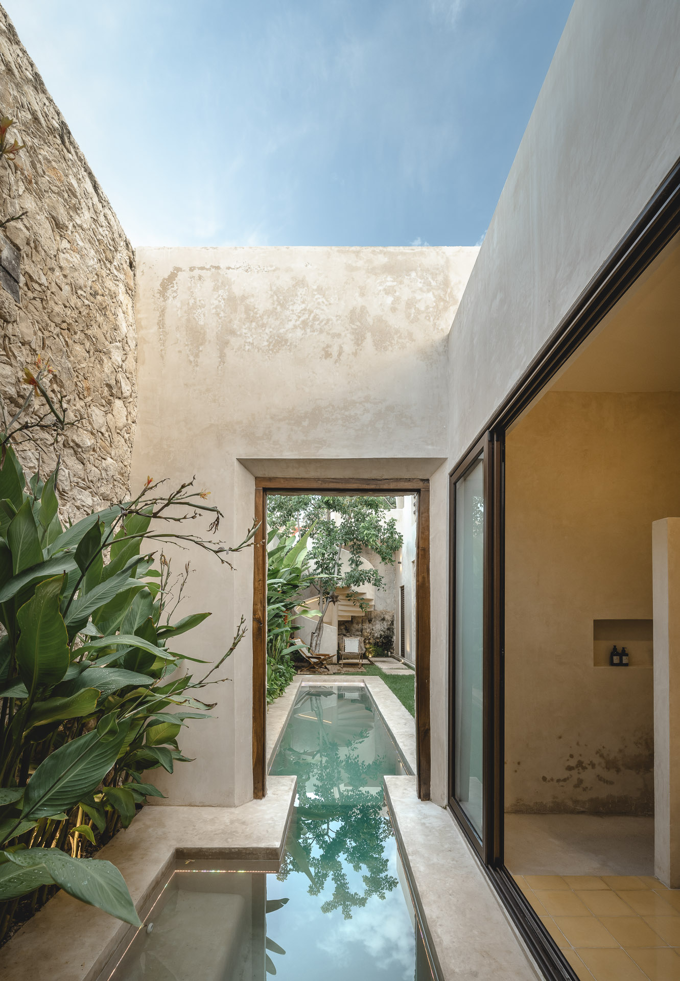 La Casa Verde — alberca larga en jardín tropical — Casonas MX, Campeche